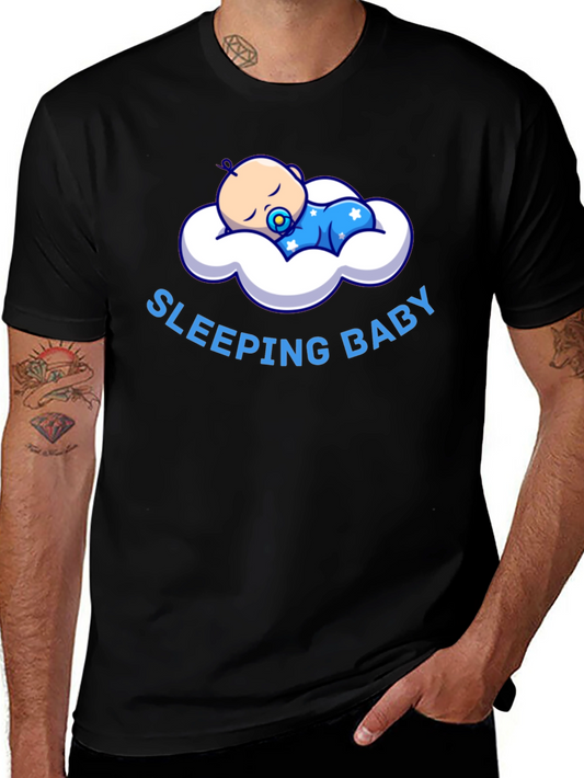 Sleeping Baby Graphic T-Shirt - Black Cotton Tee