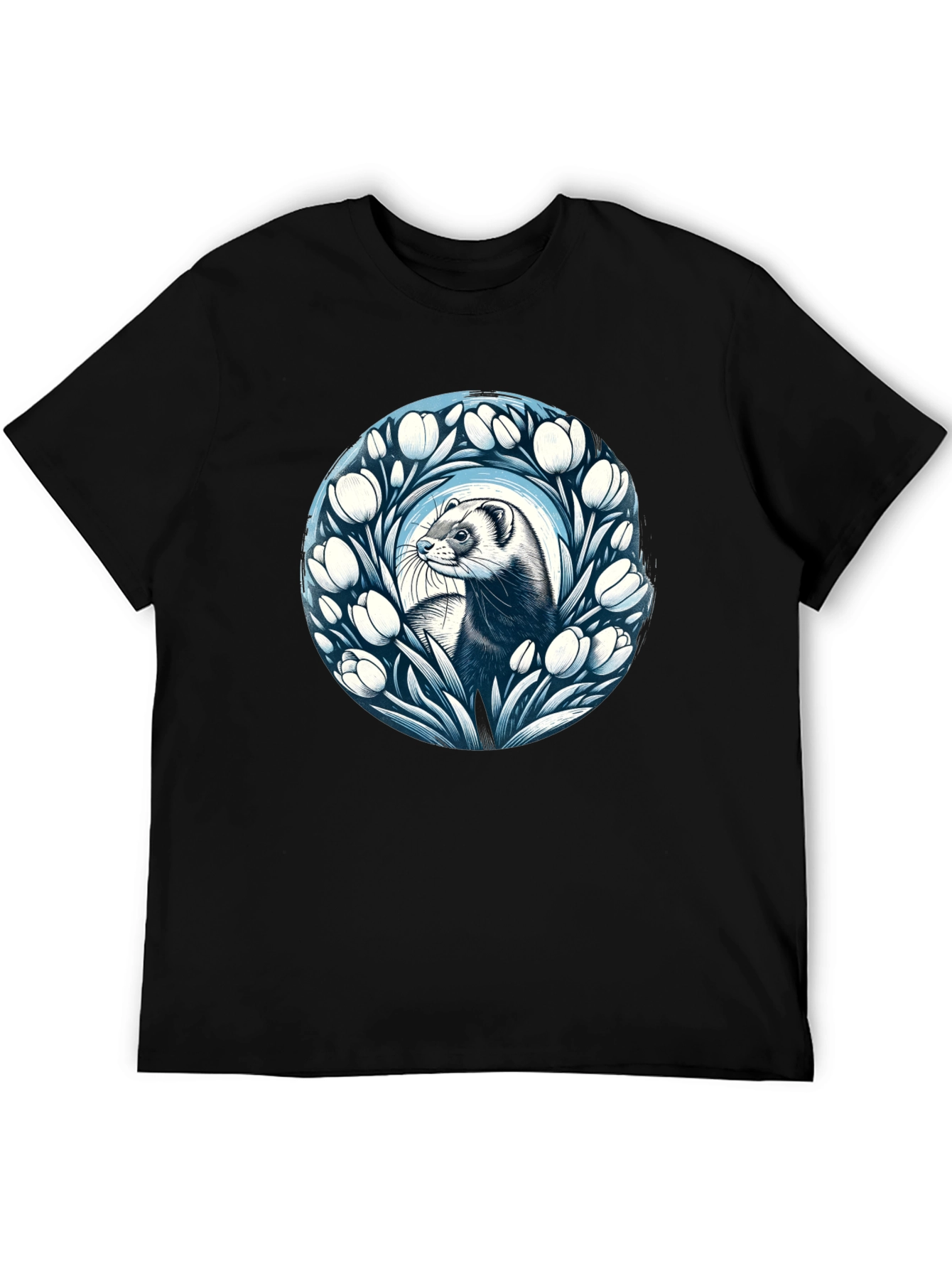Ferret and Floral Circle Tee