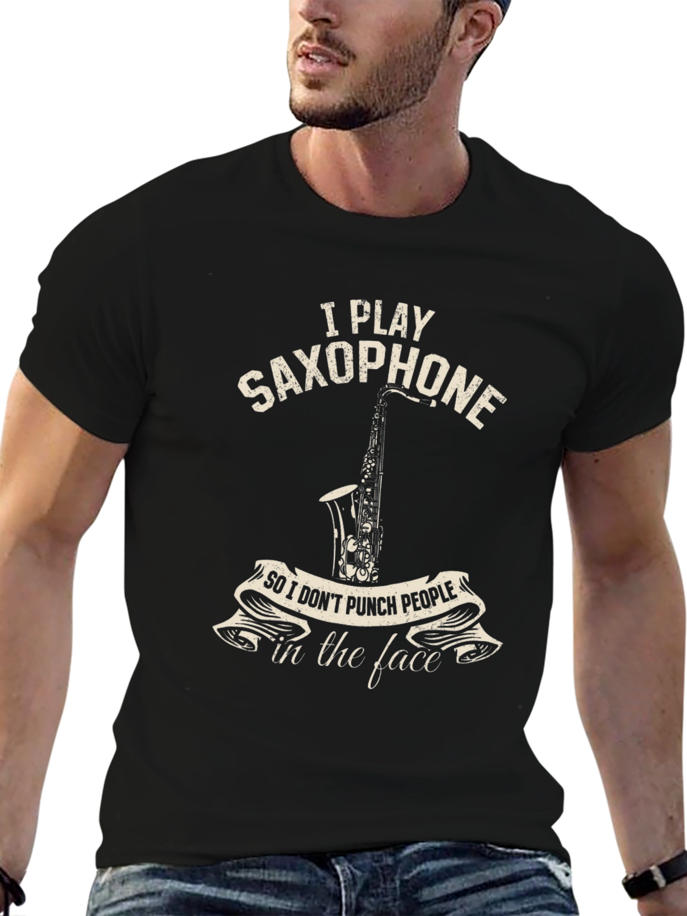 Saxophone Player Novelty T-Shirt: Punch People