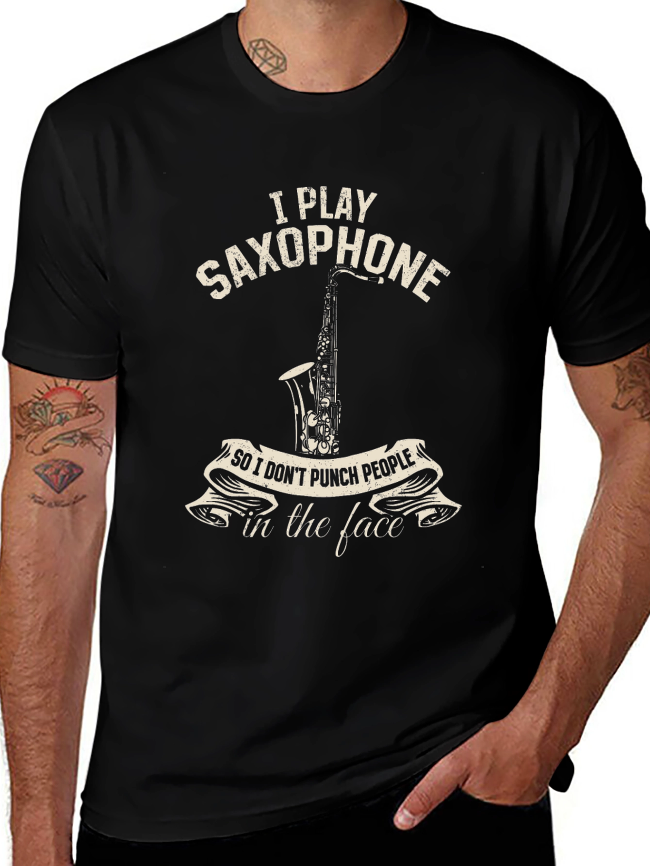 Saxophone Player Novelty T-Shirt: Punch People