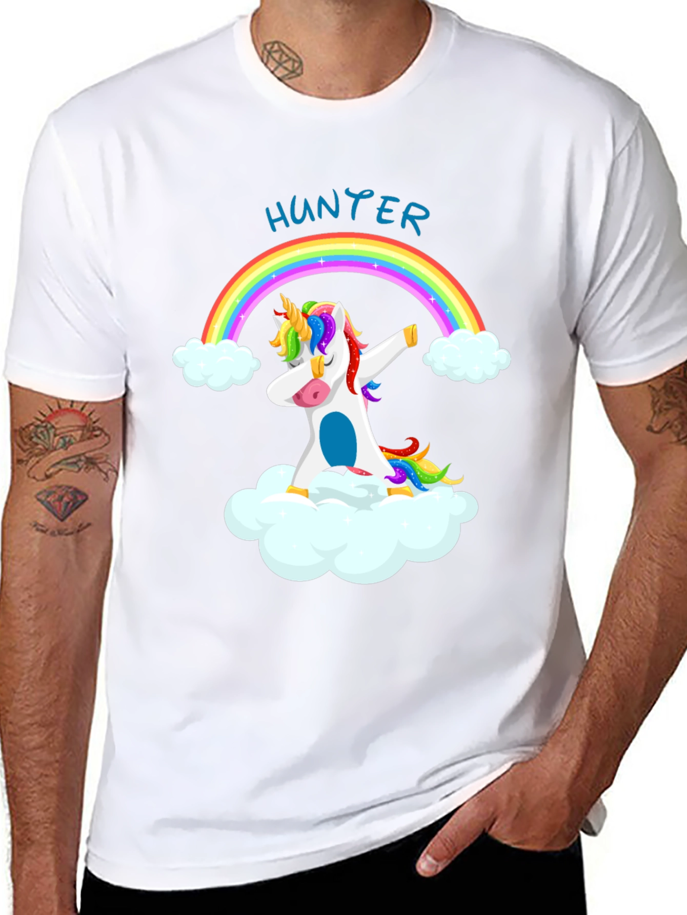 Hunter Unicorn Dabbing Rainbow T-Shirt