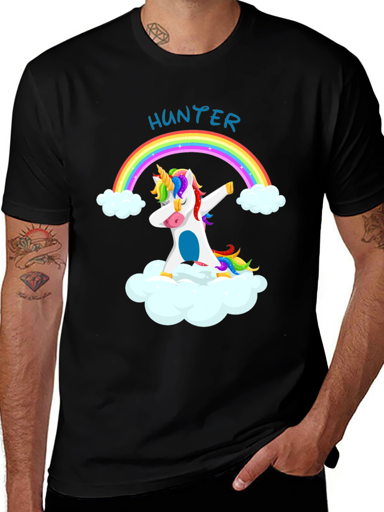 Hunter Unicorn Dabbing Rainbow T-Shirt