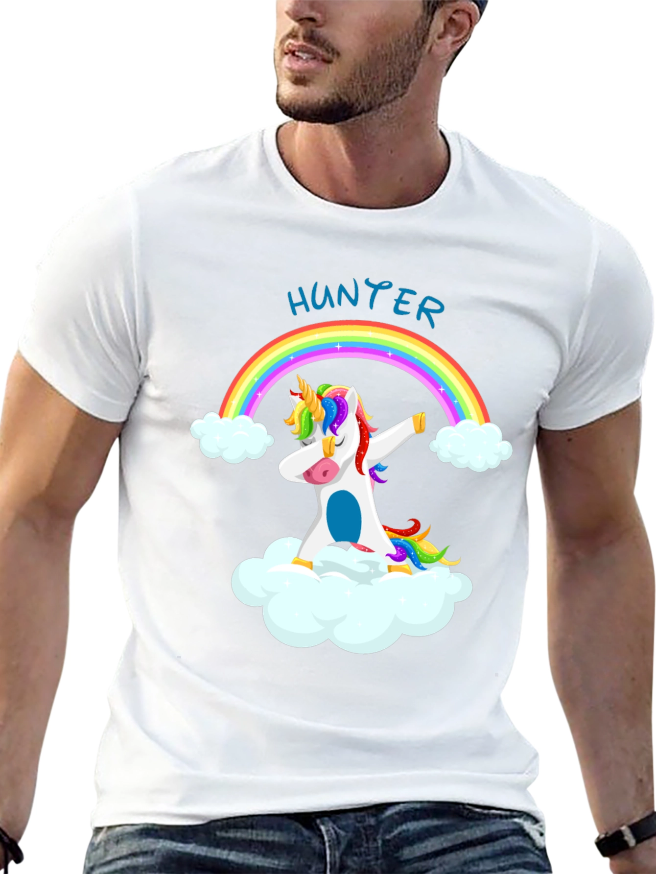 Hunter Unicorn Dabbing Rainbow T-Shirt