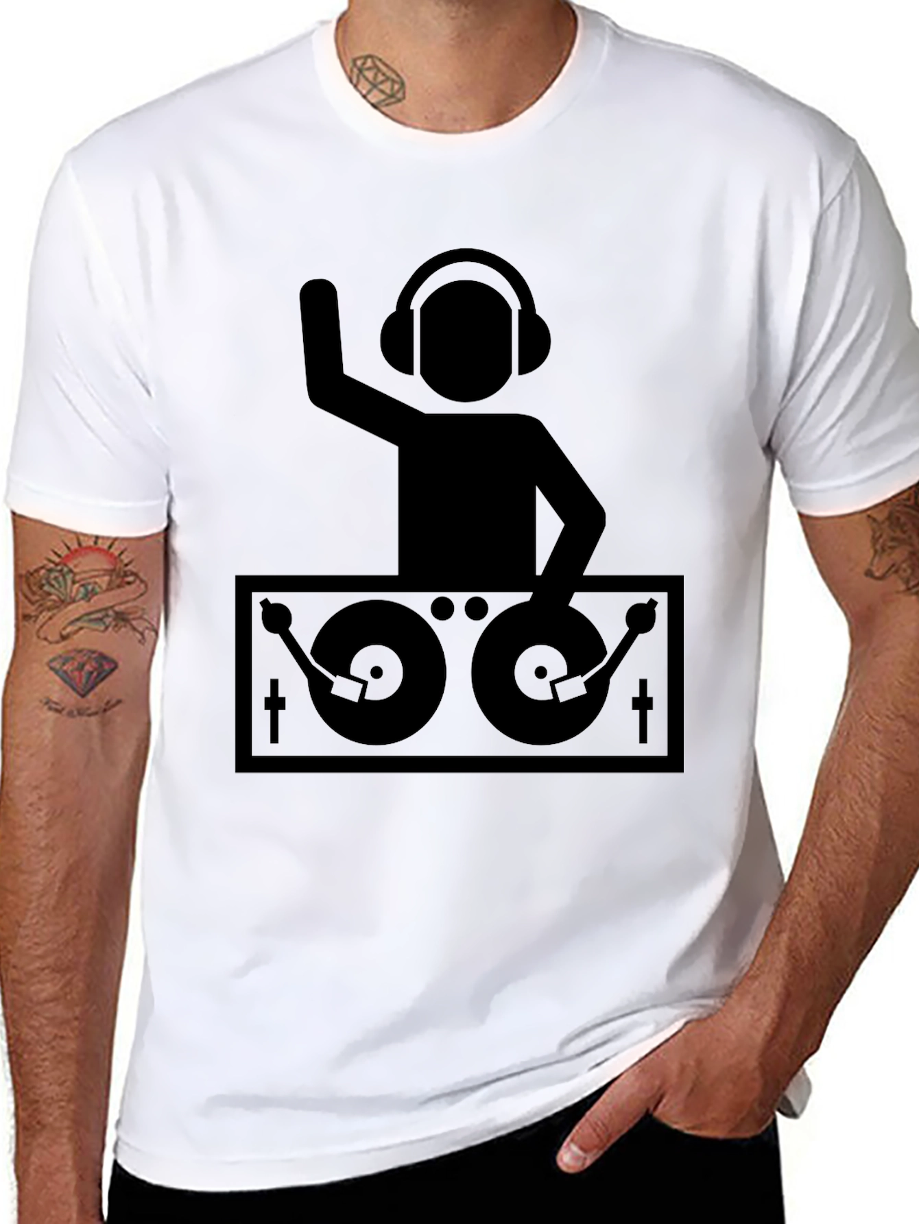 DJ Turntable Graphic Tee - Black