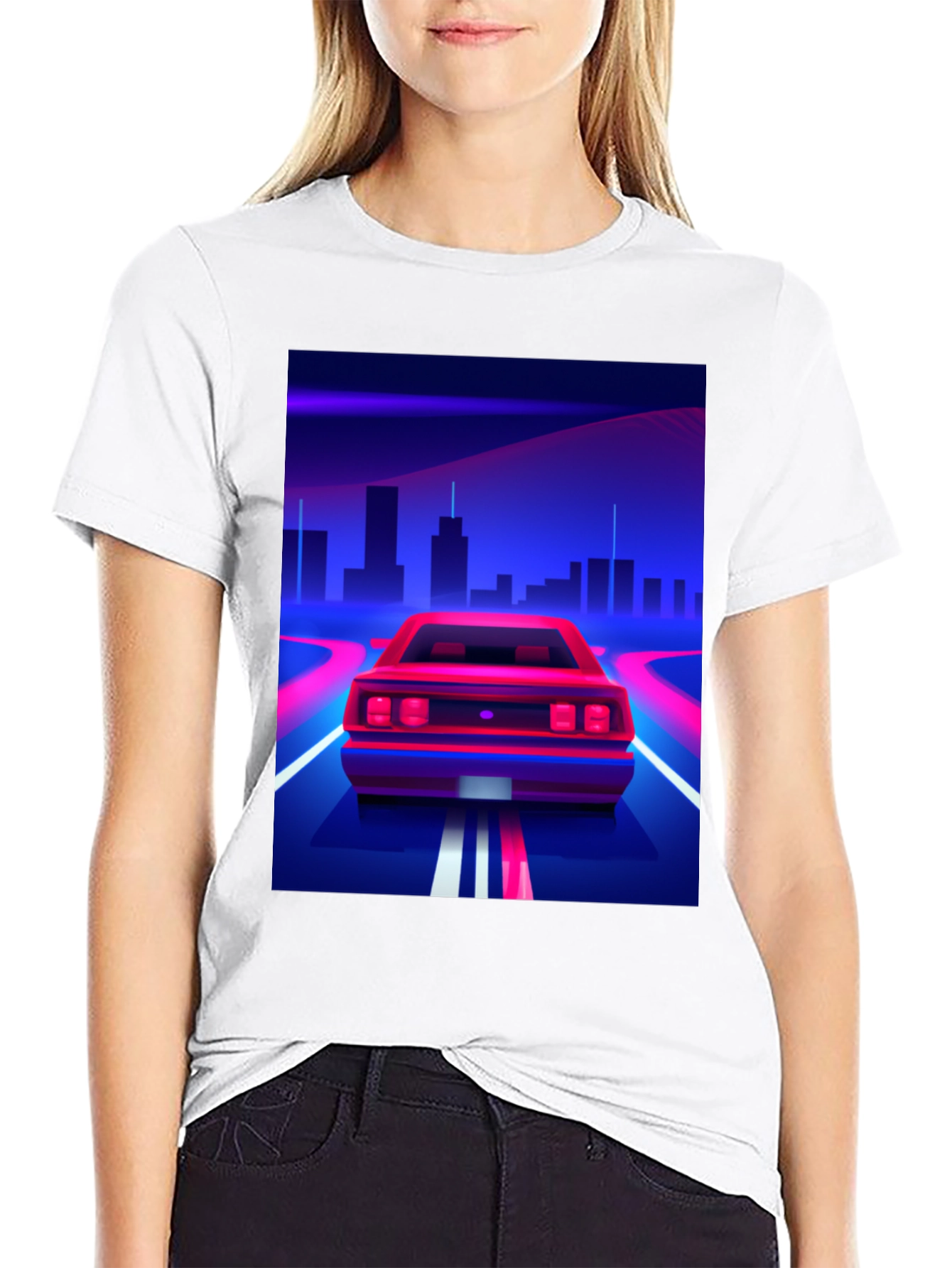 Retro Wave Car Graphic Tee - Black
