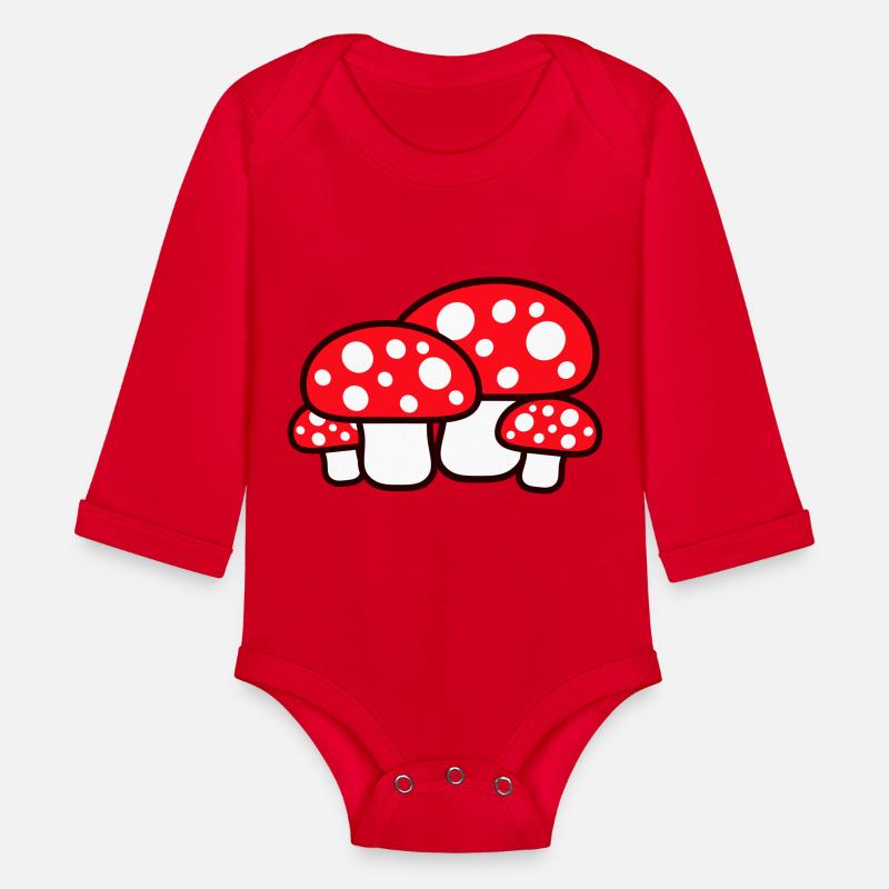 Many Mushrooms Red Dots Pattern Fly Agaric Fungus