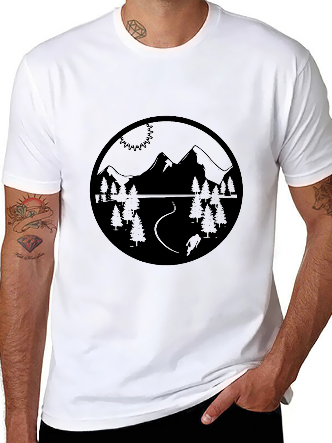 Mountain Biking Scene Black Graphic Tee