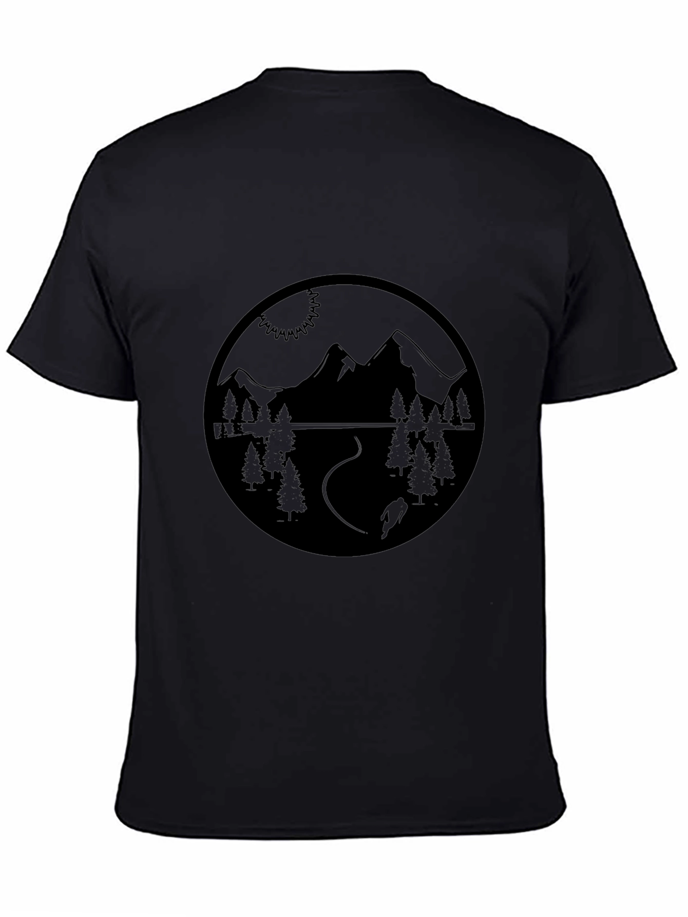 Mountain Biking Scene Black Graphic Tee
