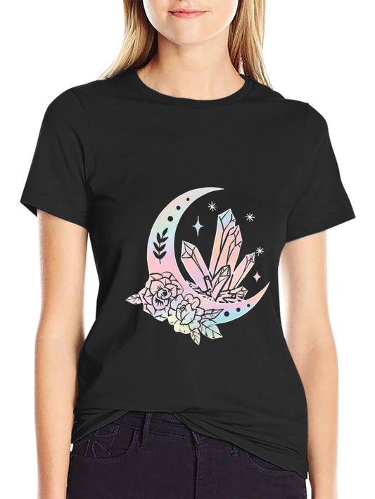 Crystals and Moon Black T-Shirt