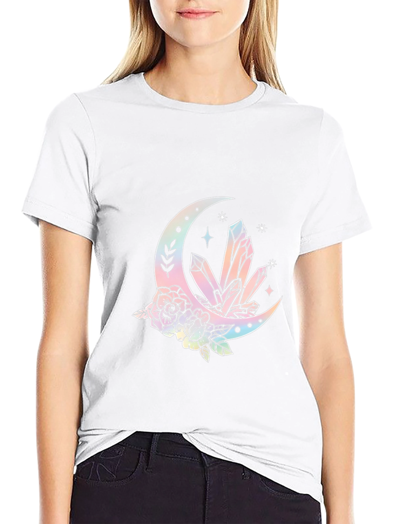 Crystals and Moon Black T-Shirt