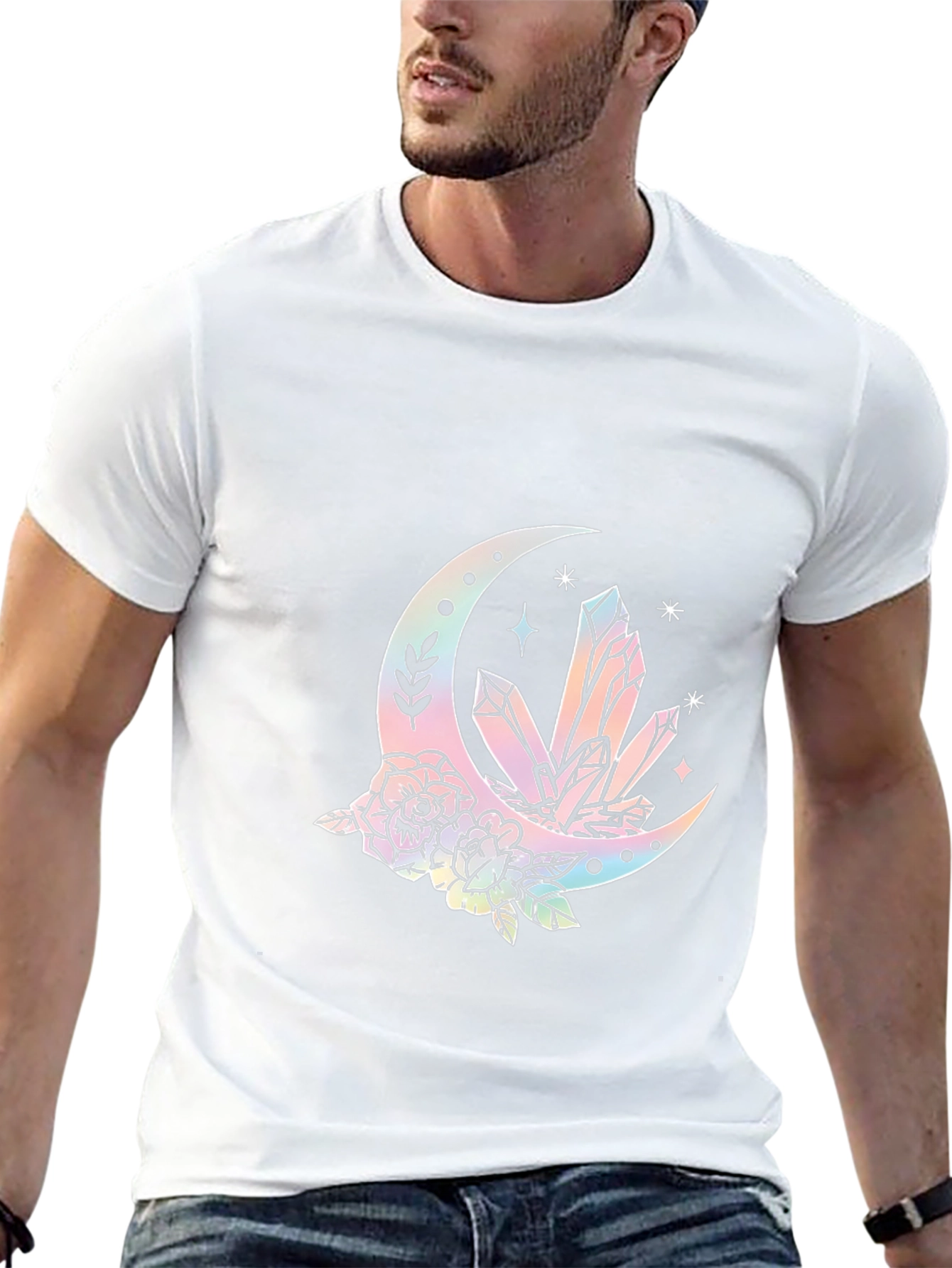 Crystals and Moon Black T-Shirt