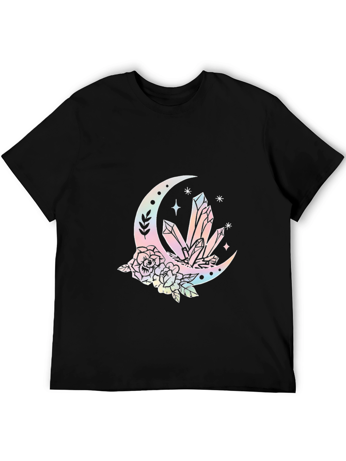 Crystals and Moon Black T-Shirt