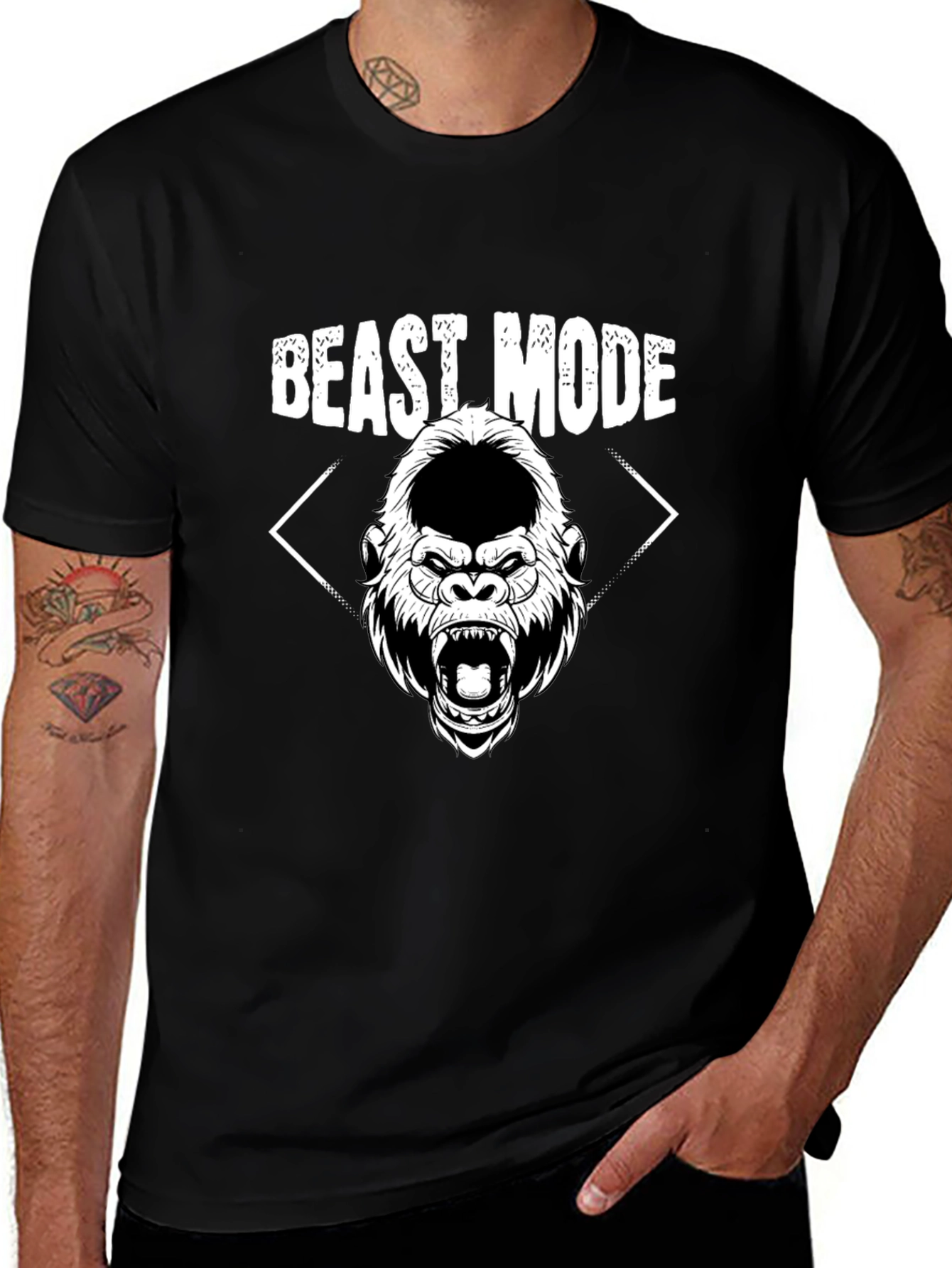 Beast Mode Graphic Tee - Gorilla Design Black