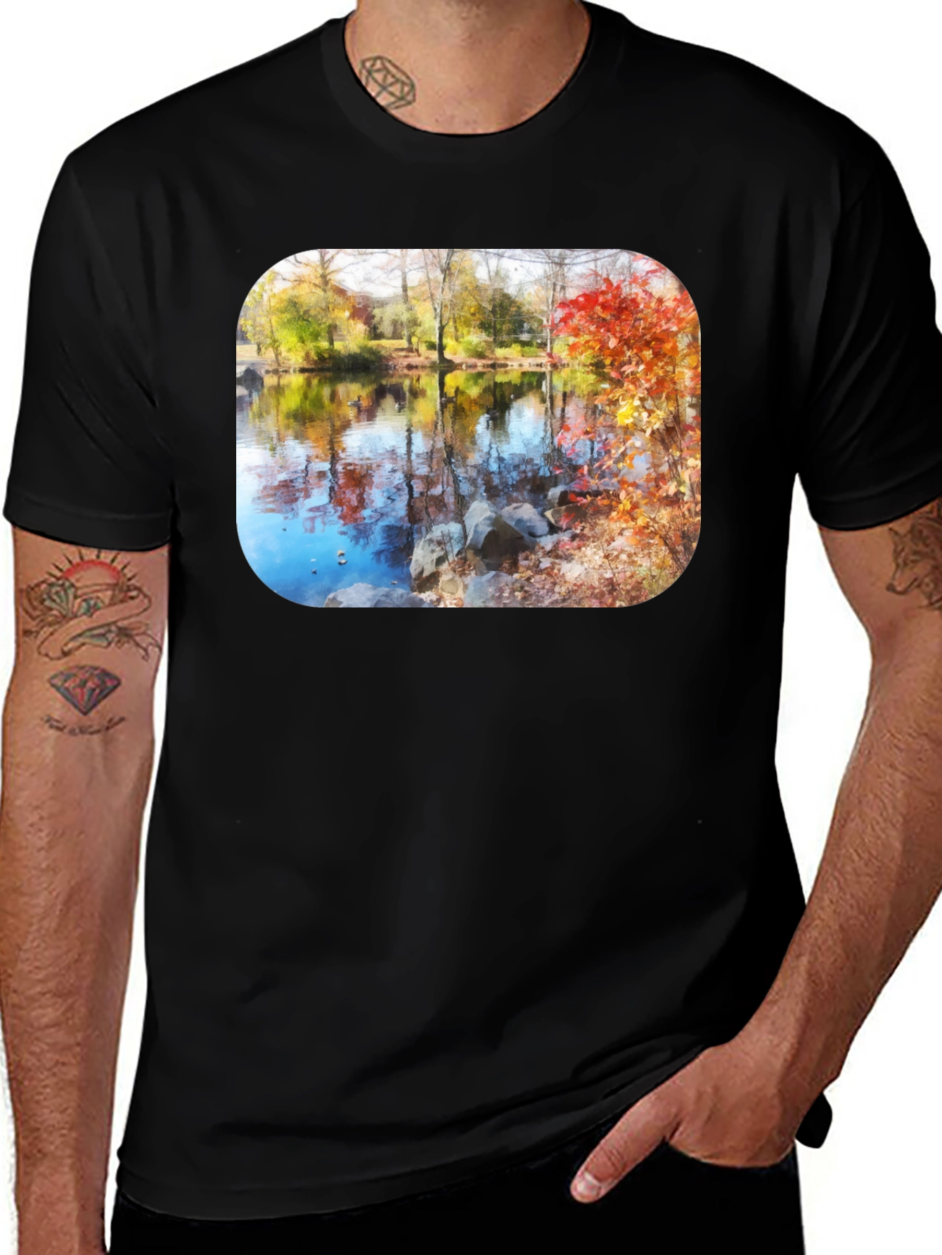 Autumn Lake Scene T-Shirt