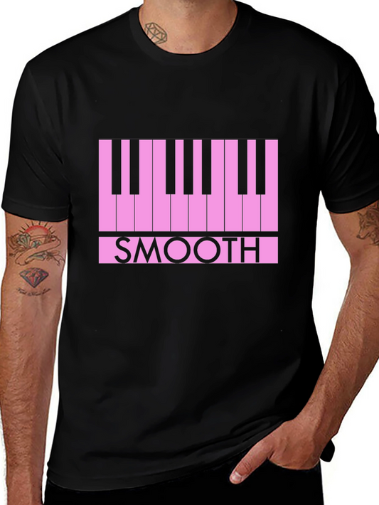 Smooth Piano Keys Graphic Tee - Black Casual T-Shirt