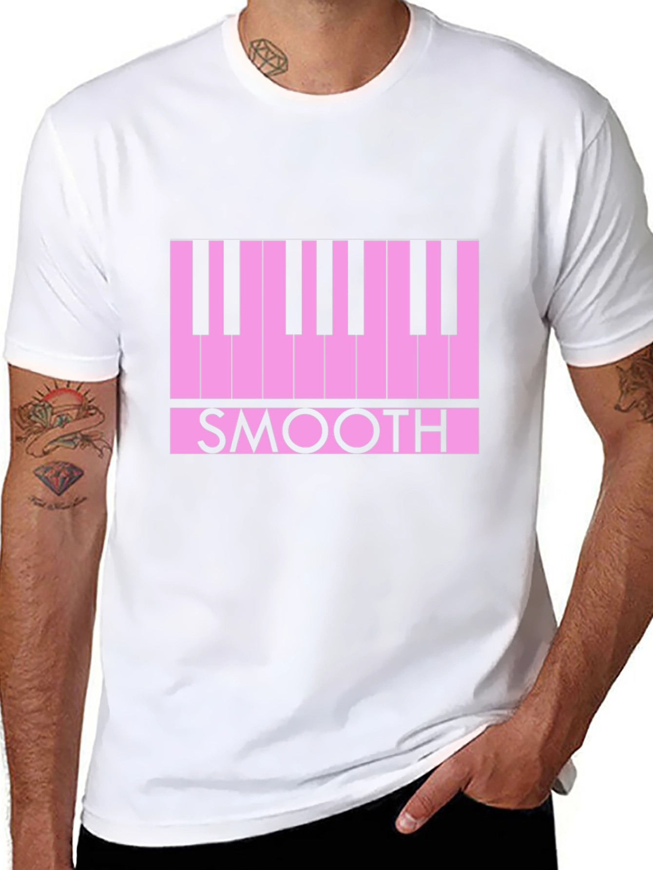Smooth Piano Keys Graphic Tee - Black Casual T-Shirt