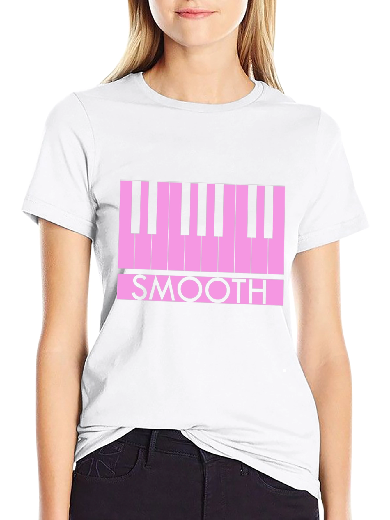 Smooth Piano Keys Graphic Tee - Black Casual T-Shirt
