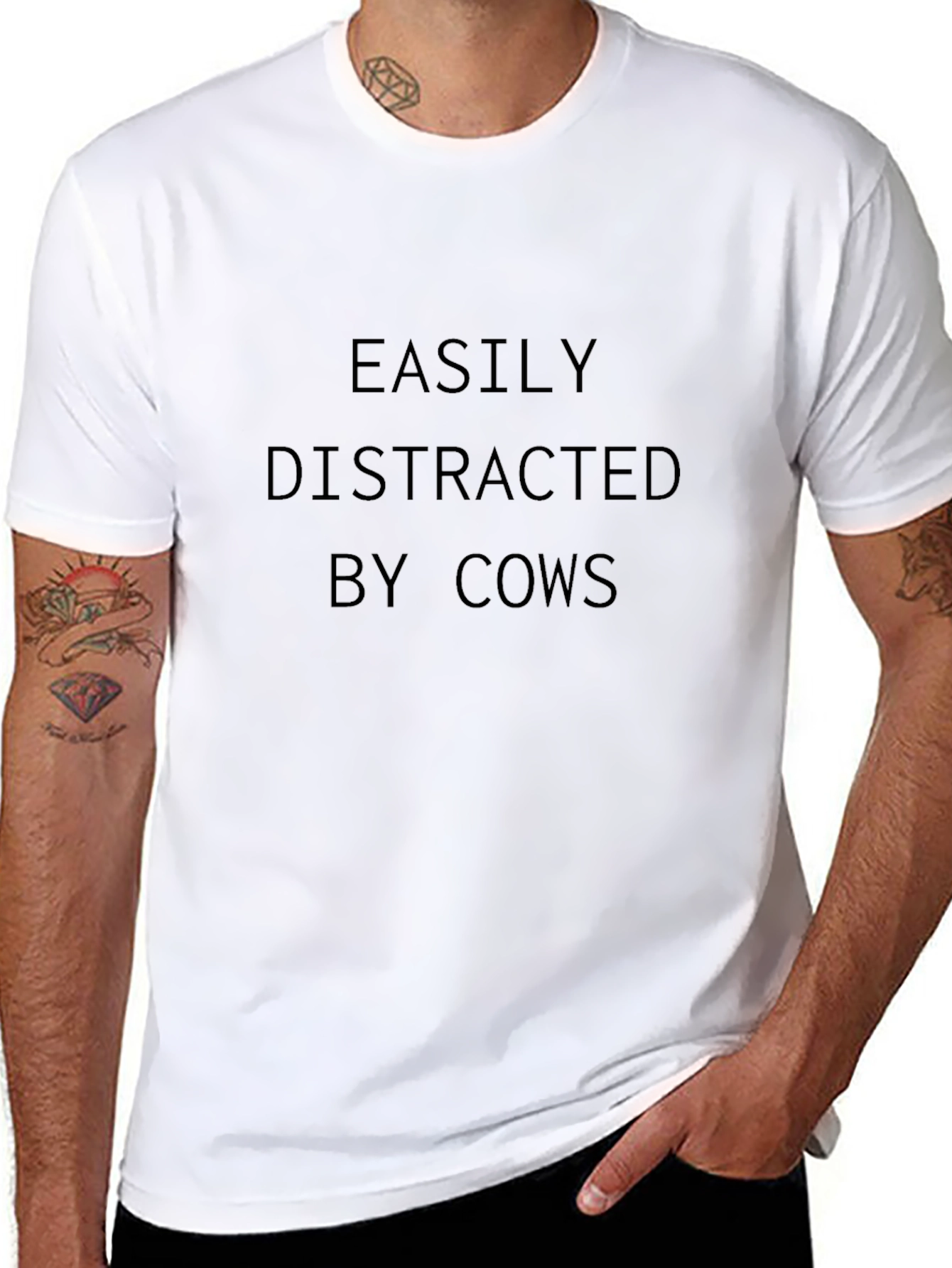 Easily Distracted By Cows Black T-Shirt