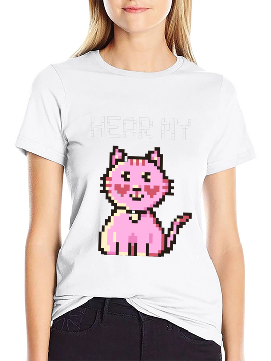 Hear My Pixel Kitty Black T-Shirt