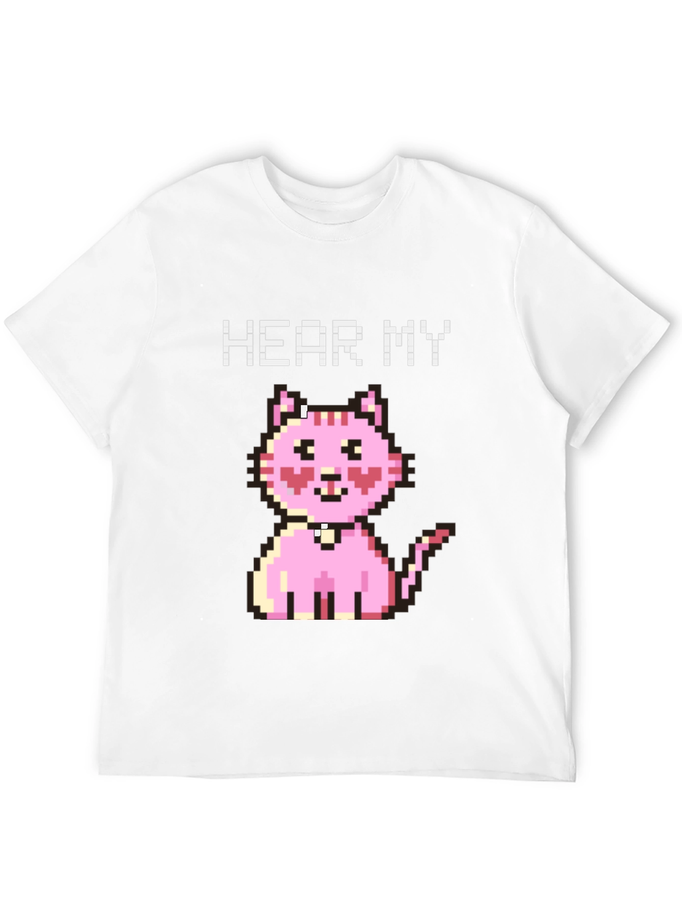 Hear My Pixel Kitty Black T-Shirt