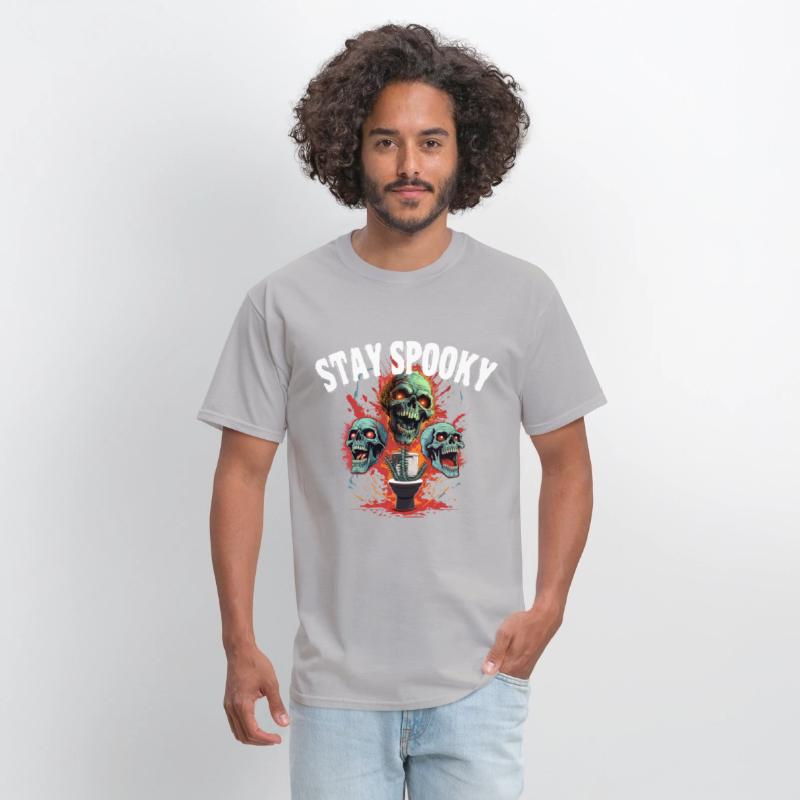 monster Halloween skull costume saying Stay Spooky