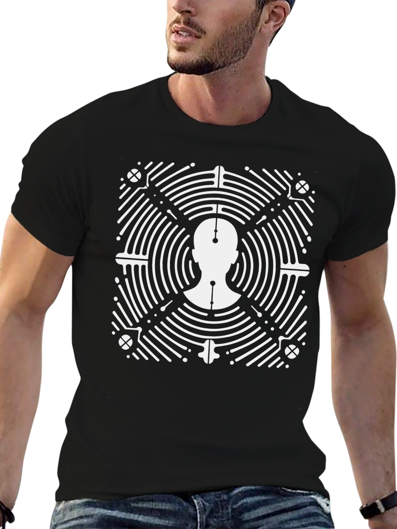 Abstract Head T-Shirt - Black Graphic Tee