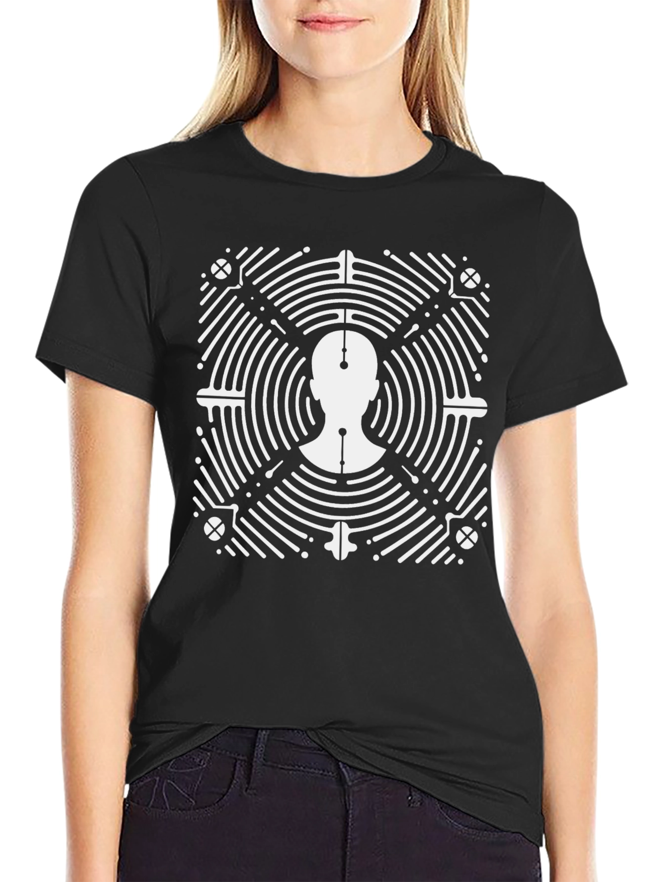 Abstract Head T-Shirt - Black Graphic Tee