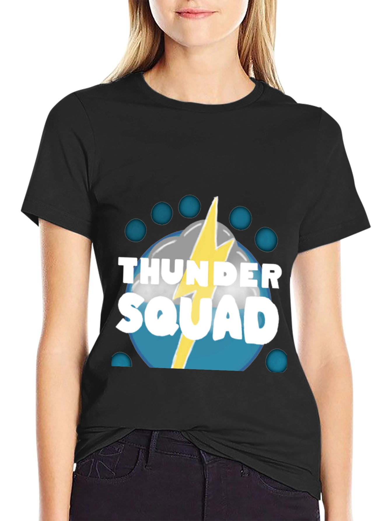 Thunder Squad Graphic Tee - Black Crew Neck T-Shirt
