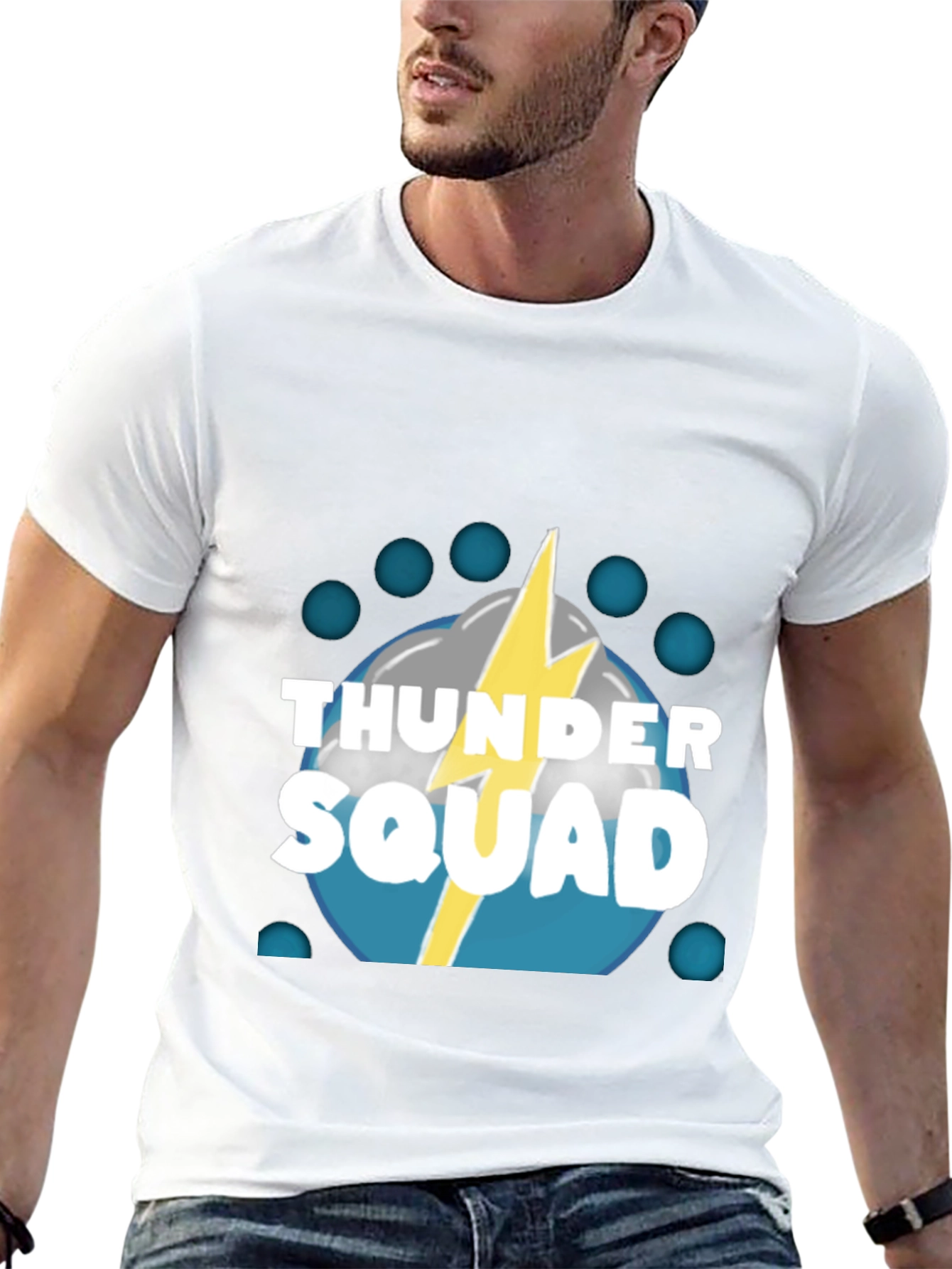 Thunder Squad Graphic Tee - Black Crew Neck T-Shirt