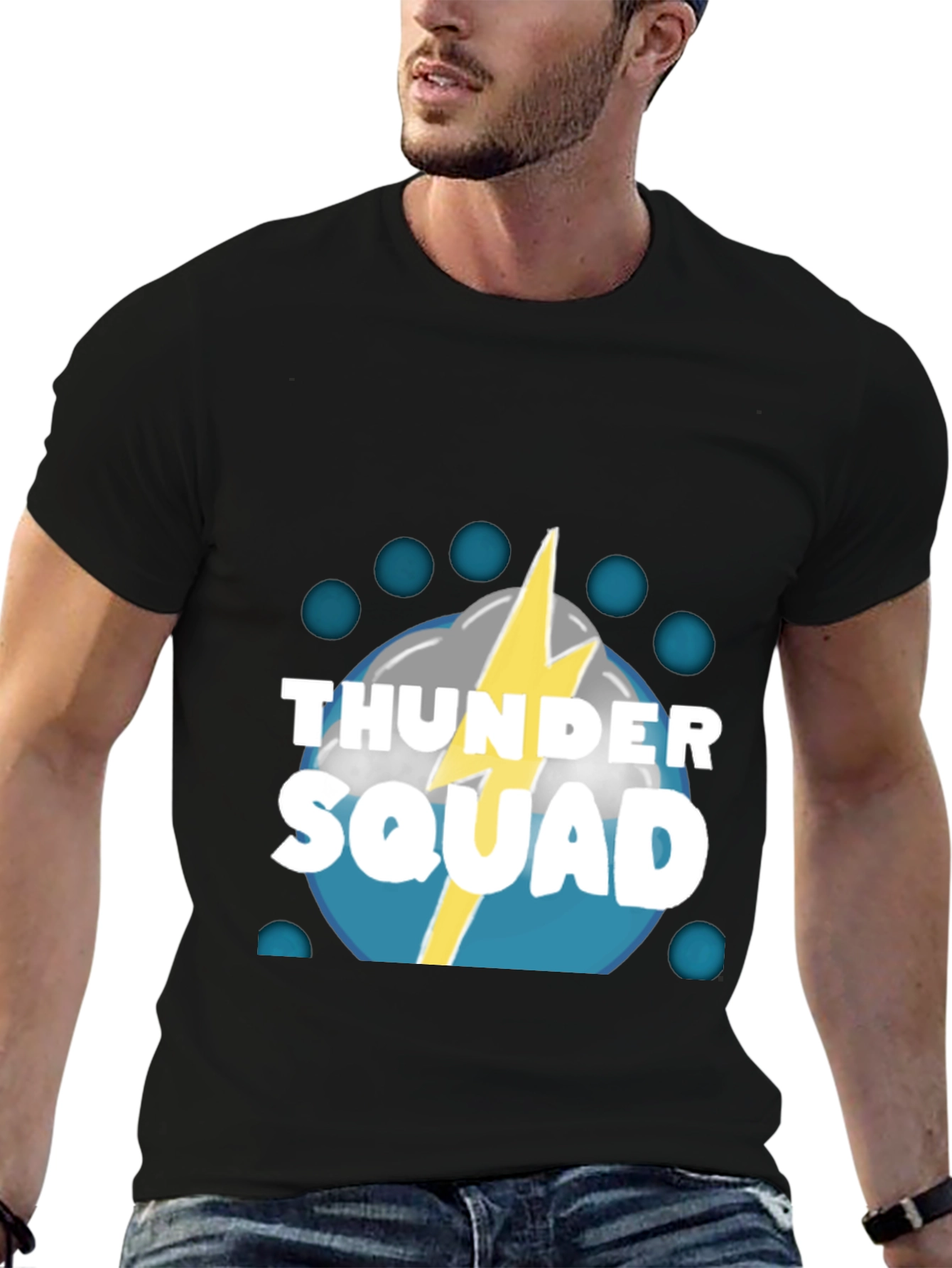Thunder Squad Graphic Tee - Black Crew Neck T-Shirt