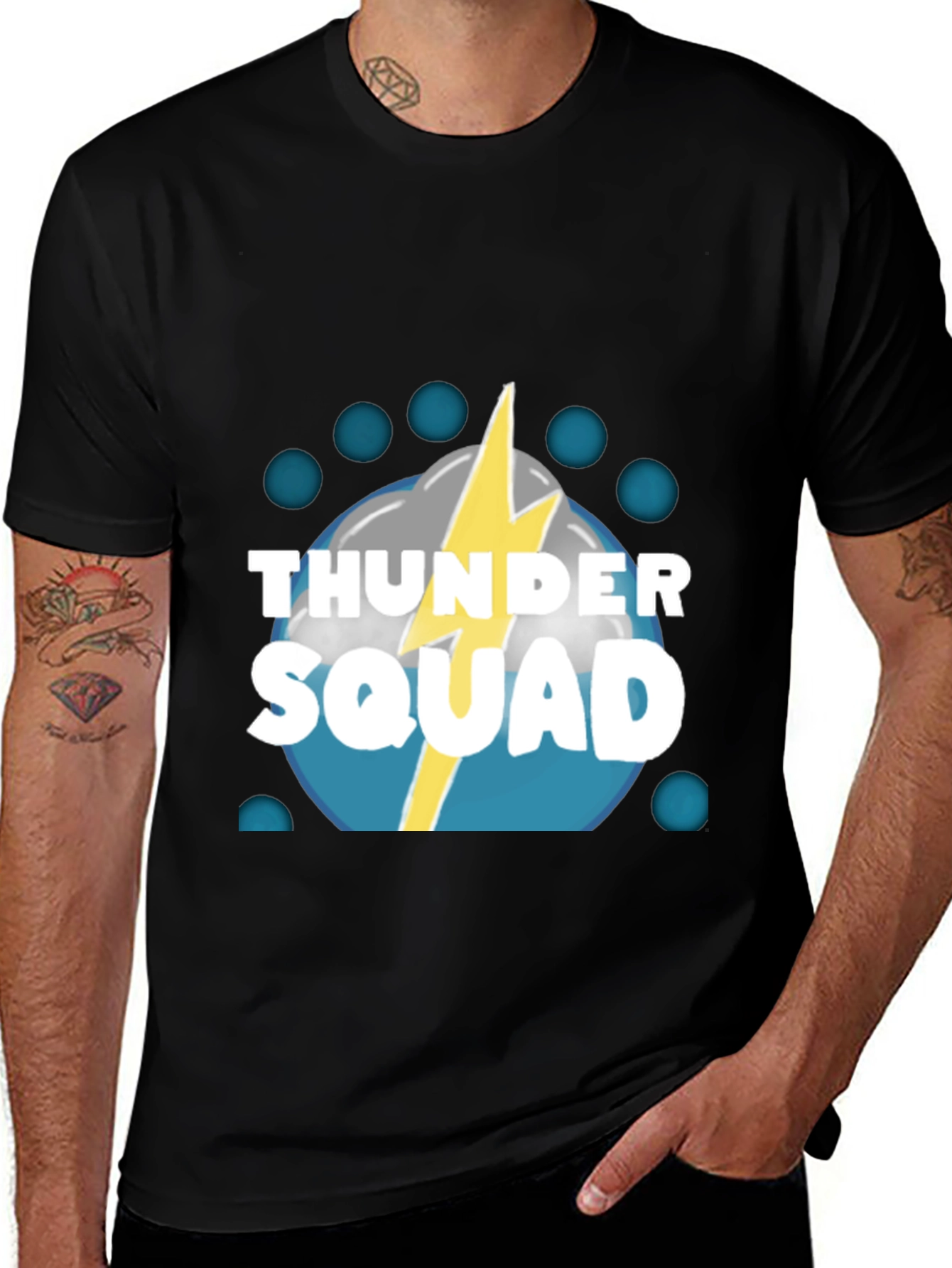 Thunder Squad Graphic Tee - Black Crew Neck T-Shirt