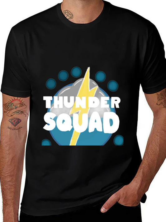 Thunder Squad Graphic Tee - Black Crew Neck T-Shirt