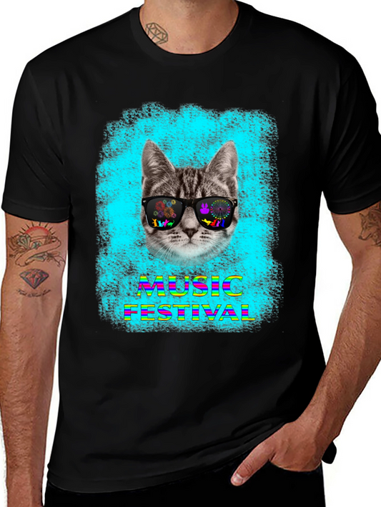 Cat in Shades Music Festival T-Shirt