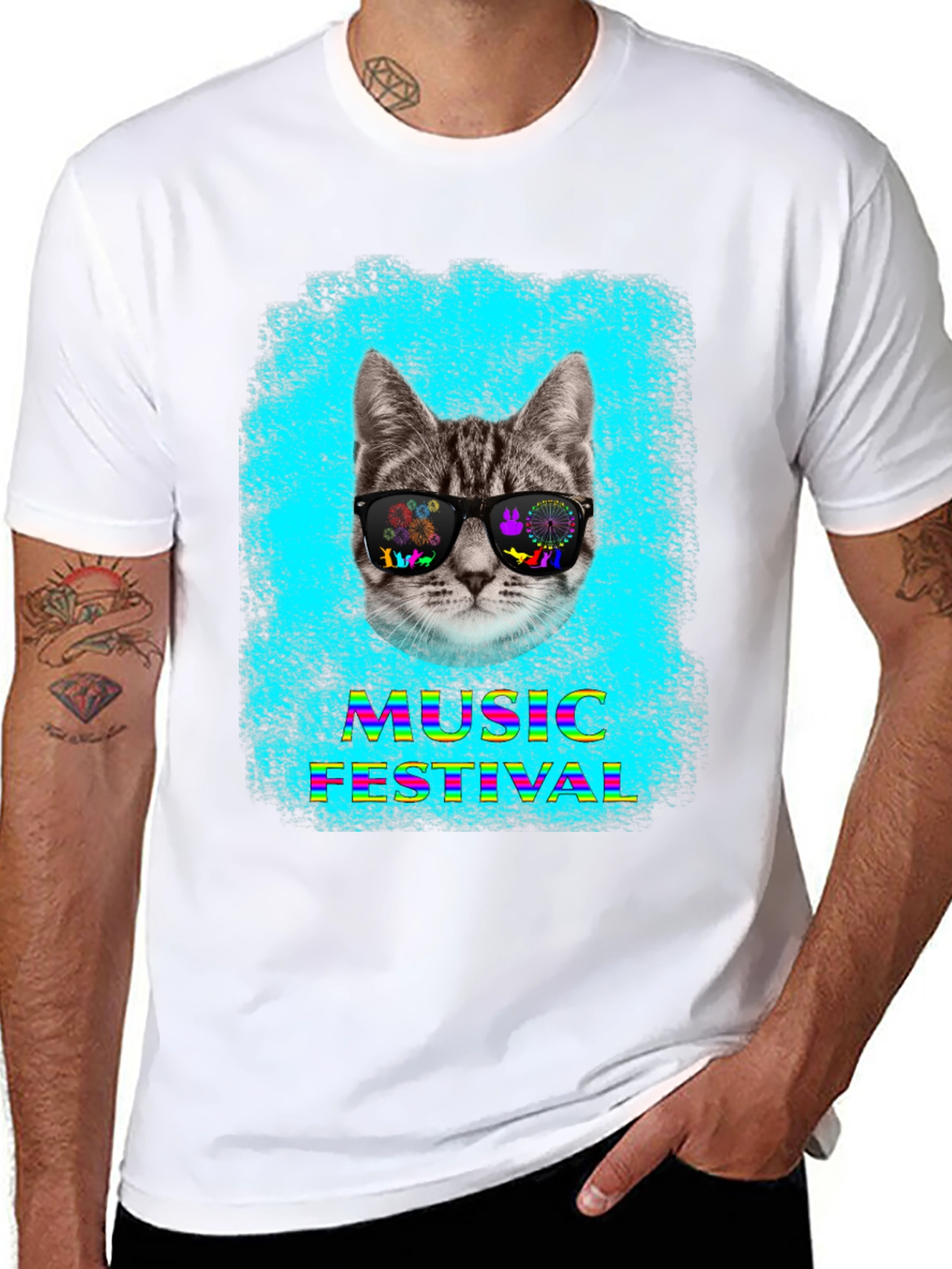Cat in Shades Music Festival T-Shirt