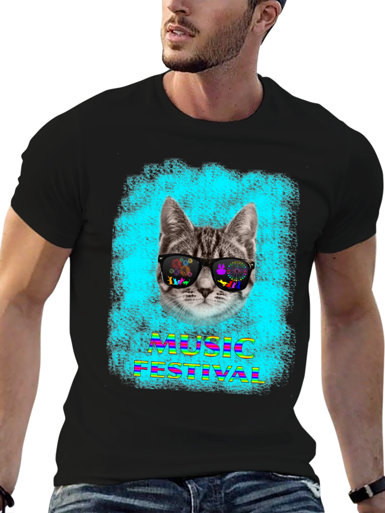 Cat in Shades Music Festival T-Shirt