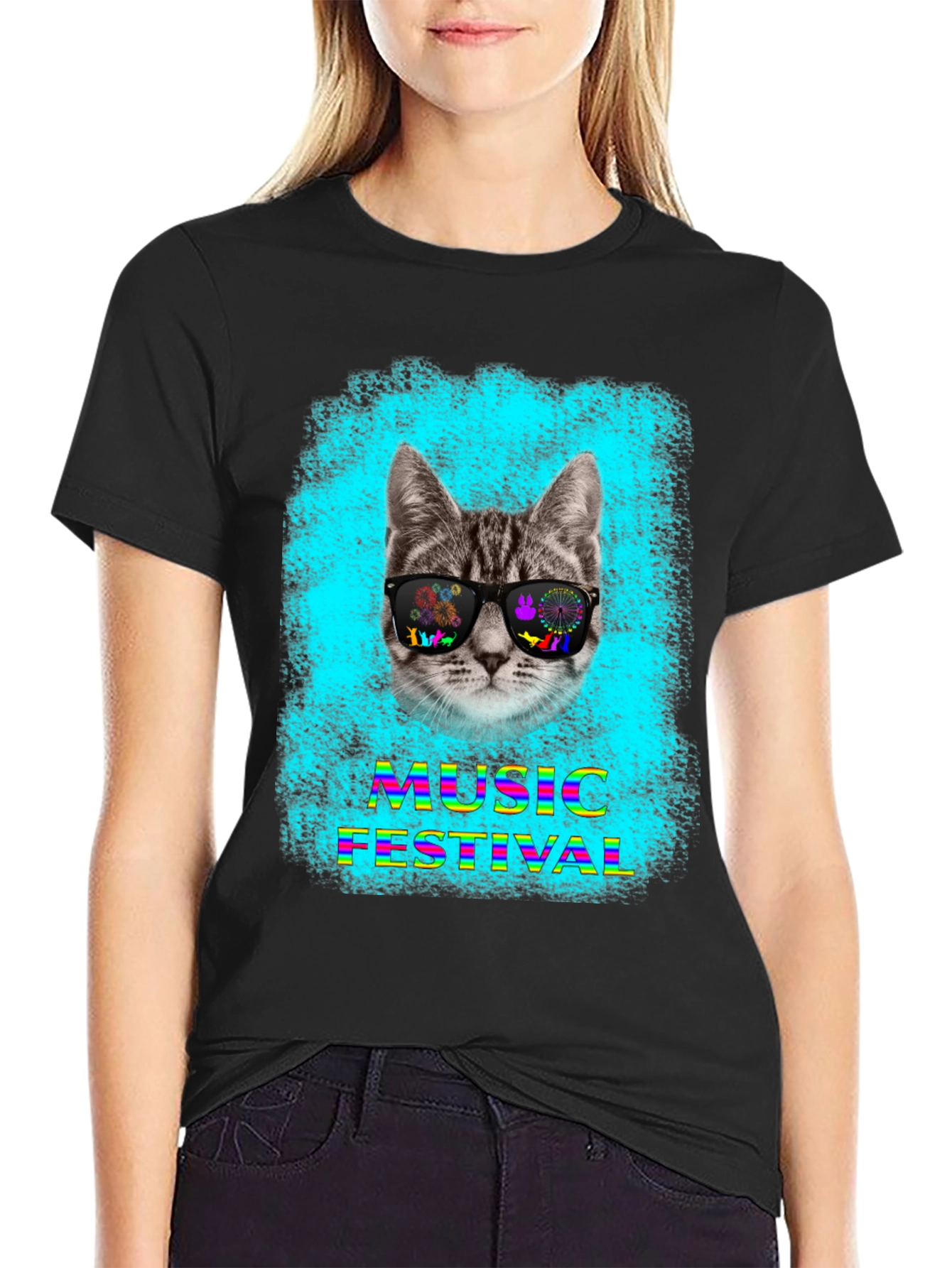 Cat in Shades Music Festival T-Shirt