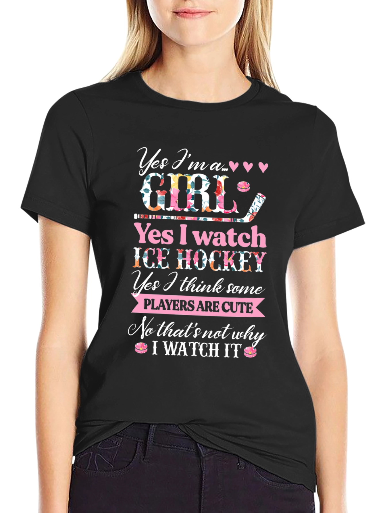 Yes Im a Girl Ice Hockey T-Shirt