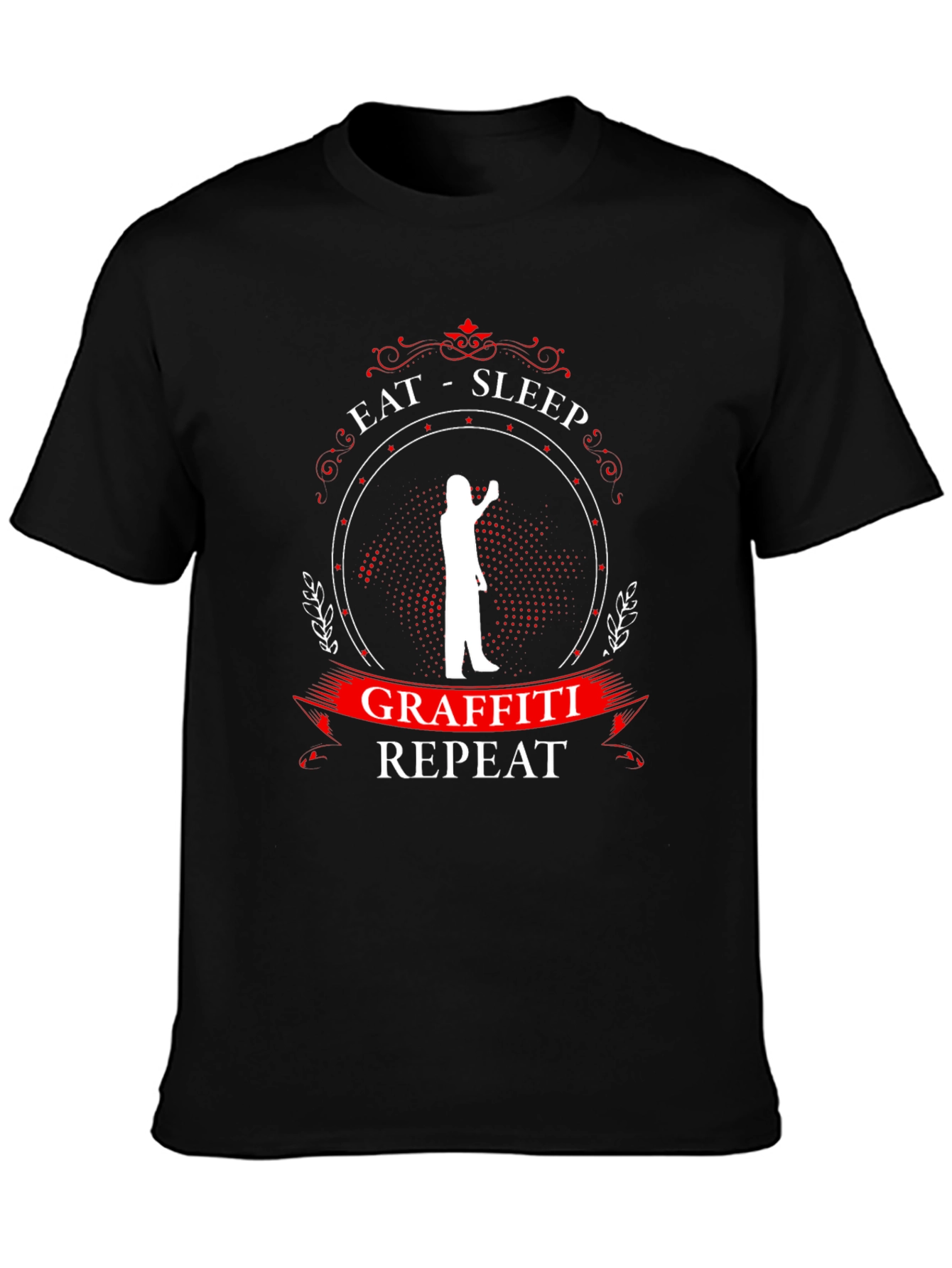 Eat Sleep Graffiti Repeat Black Graphic T-Shirt