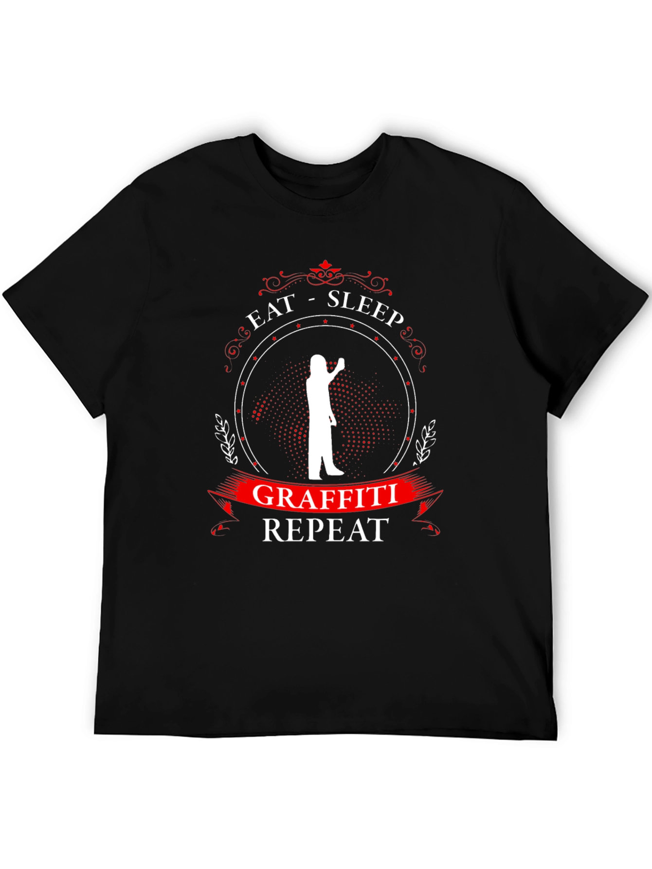 Eat Sleep Graffiti Repeat Black Graphic T-Shirt