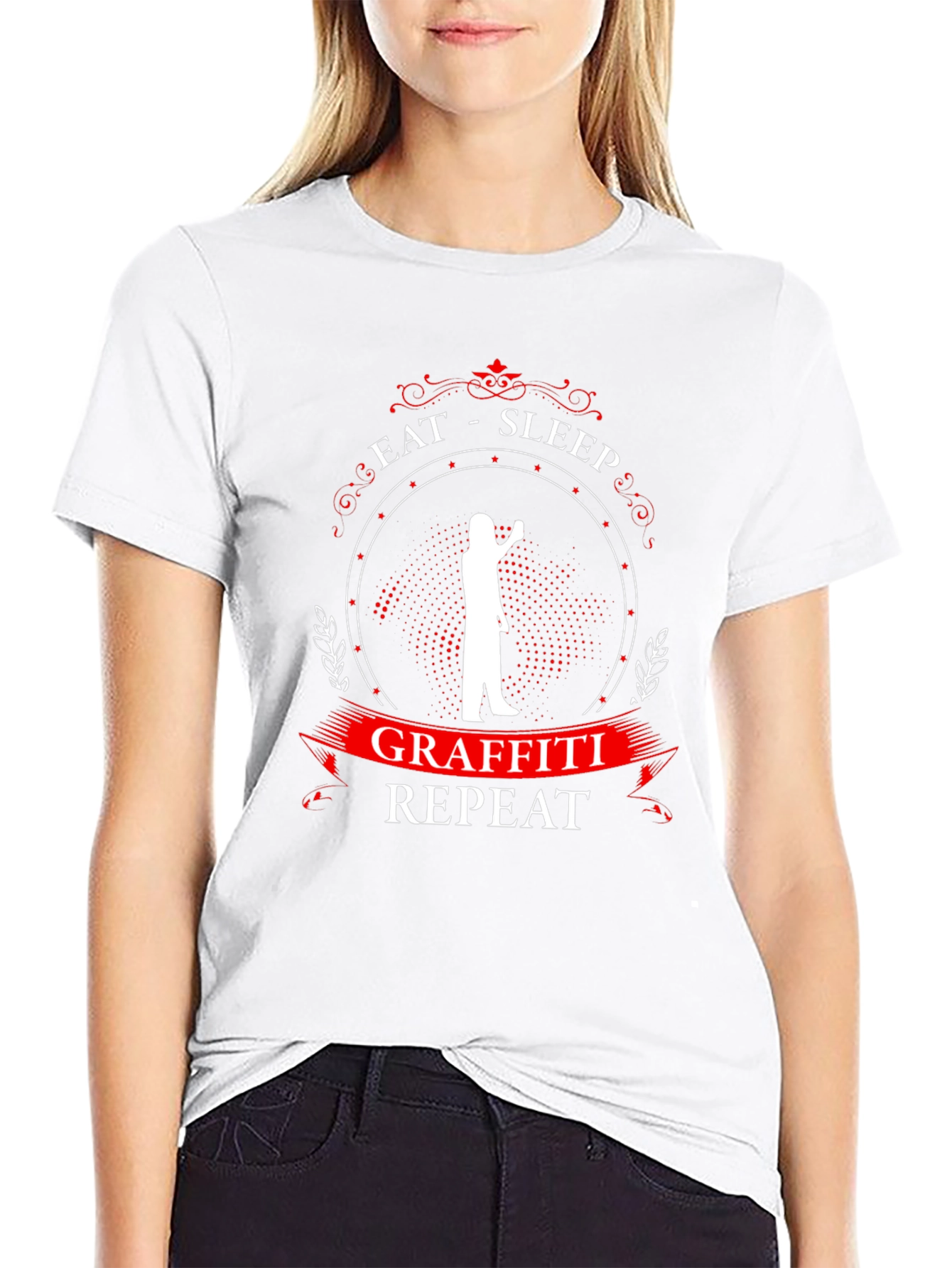 Eat Sleep Graffiti Repeat Black Graphic T-Shirt