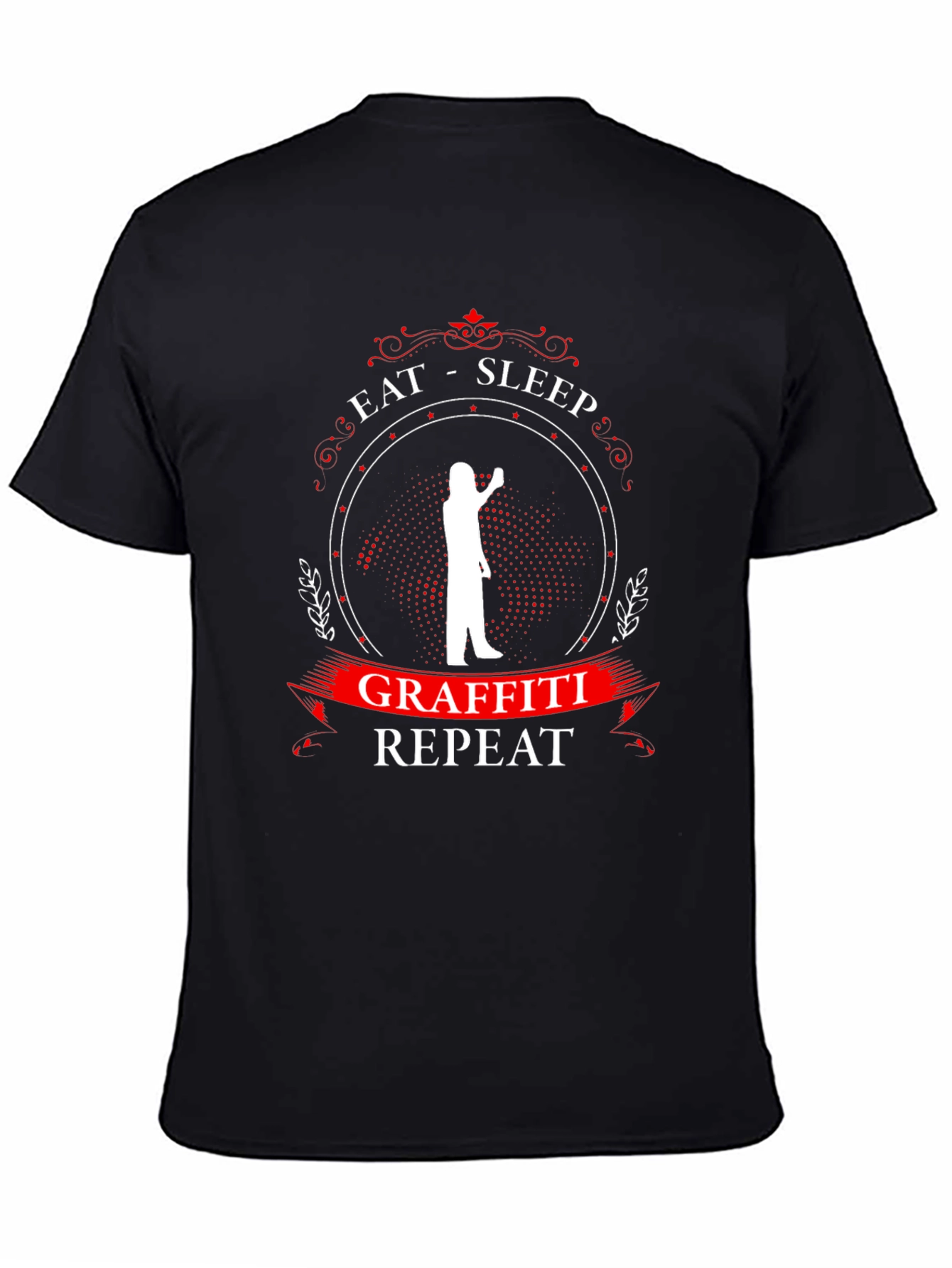 Eat Sleep Graffiti Repeat Black Graphic T-Shirt