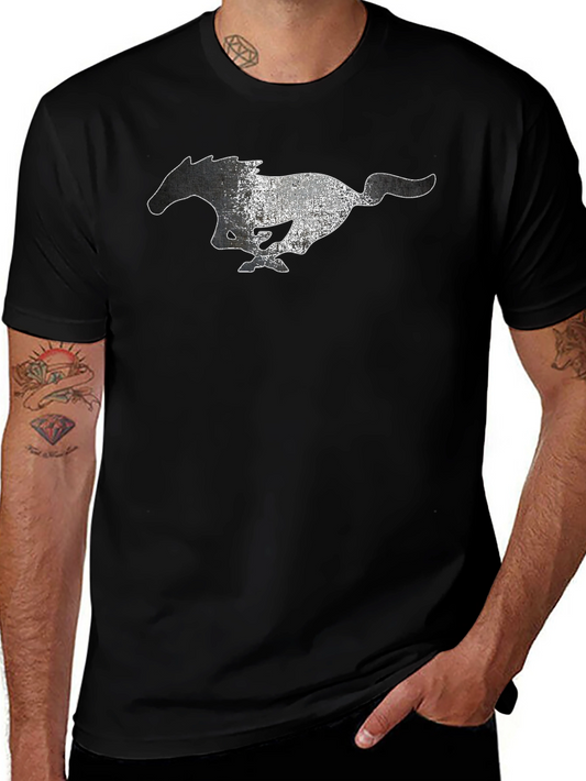 Vintage Mustang T-Shirt - Black - Iconic Logo