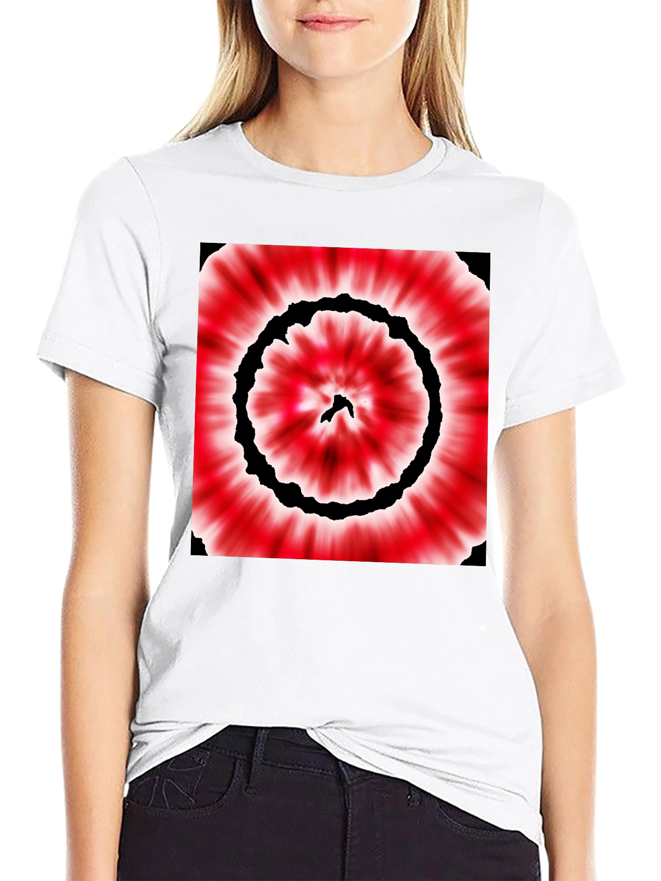 Red & Black Tie-Dye Style Graphic T-Shirt