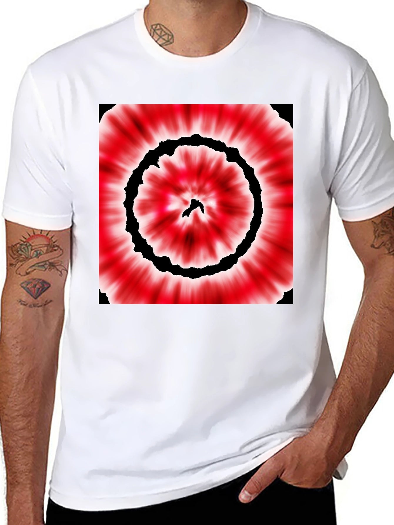 Red & Black Tie-Dye Style Graphic T-Shirt