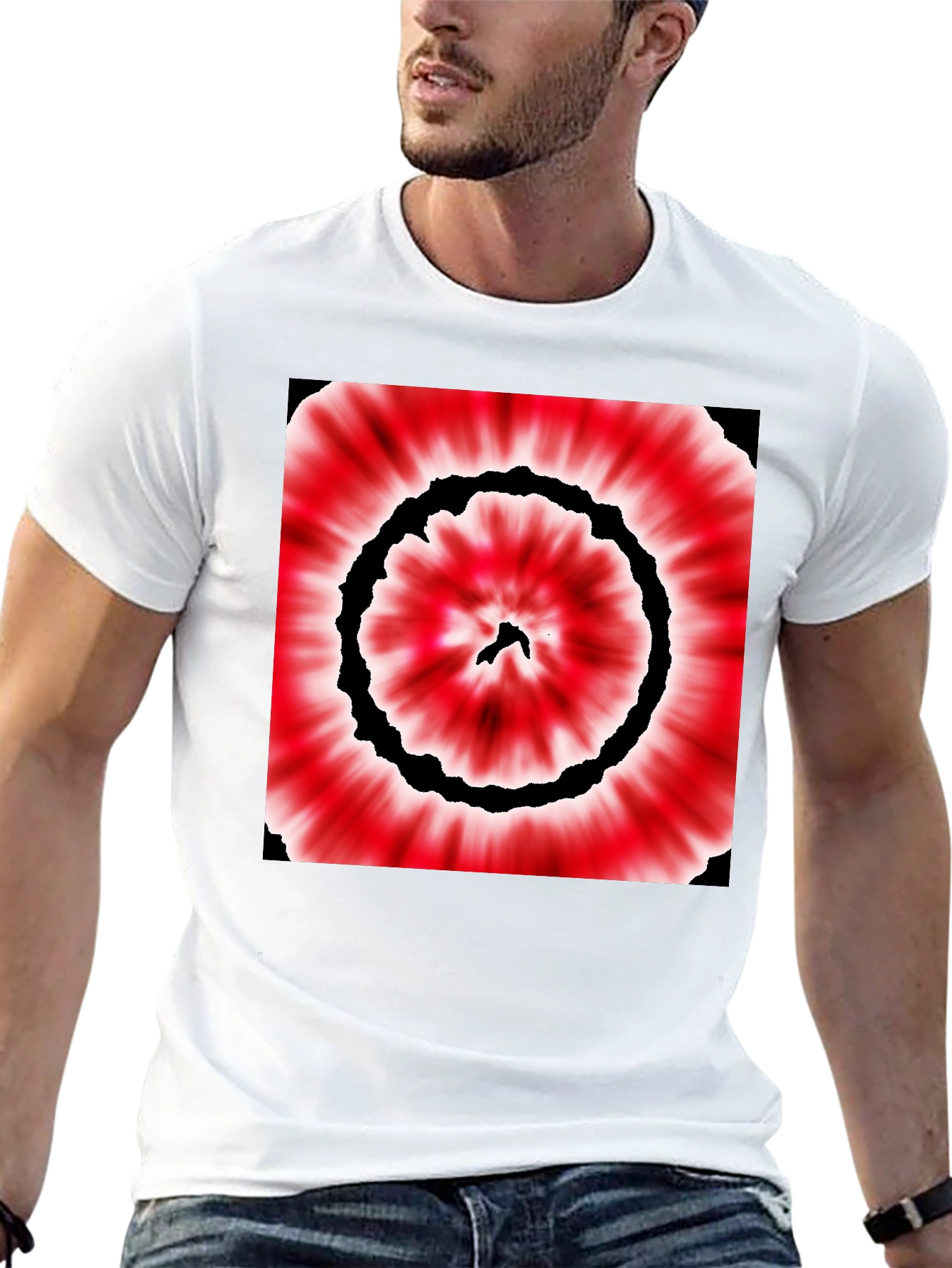 Red & Black Tie-Dye Style Graphic T-Shirt