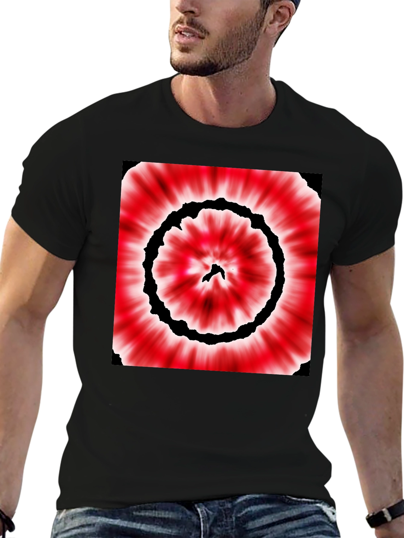 Red & Black Tie-Dye Style Graphic T-Shirt
