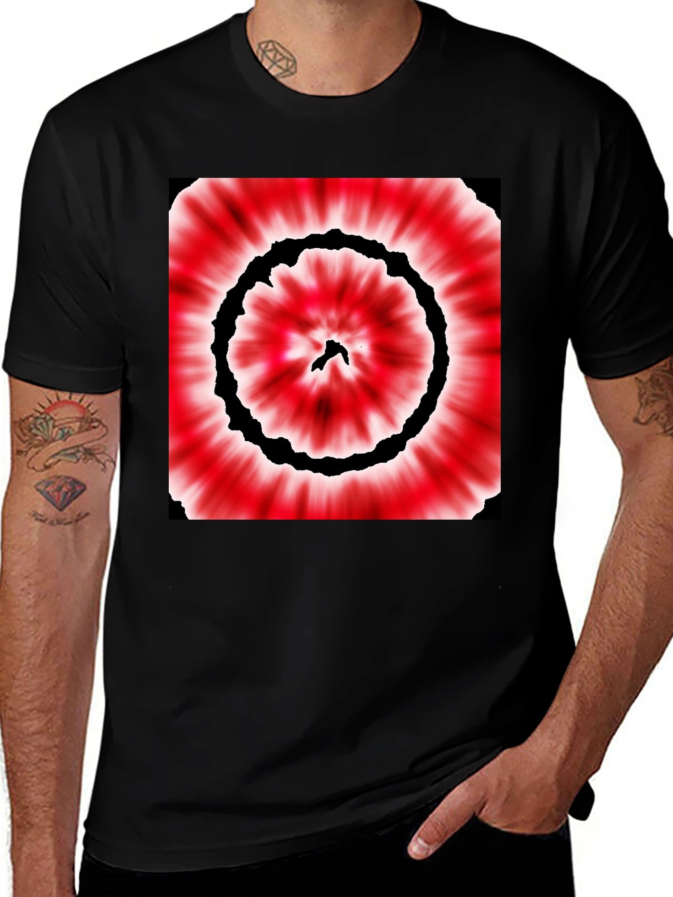 Red & Black Tie-Dye Style Graphic T-Shirt