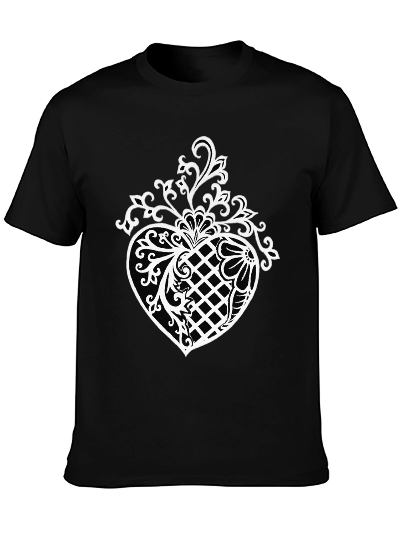 Stylish Black T-Shirt with Pineapple Floral Design