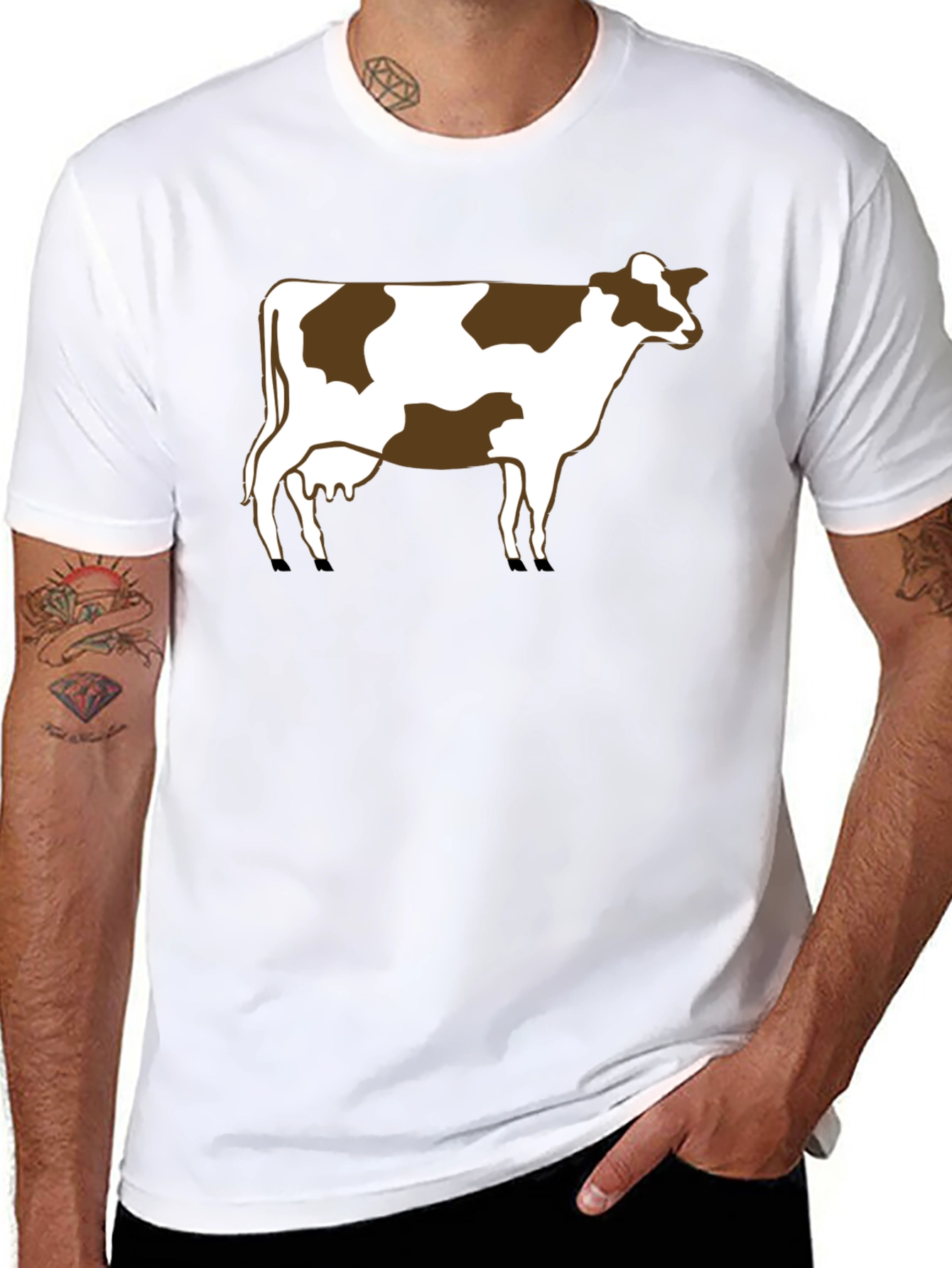 Cow Print T-Shirt - Casual Black Tee