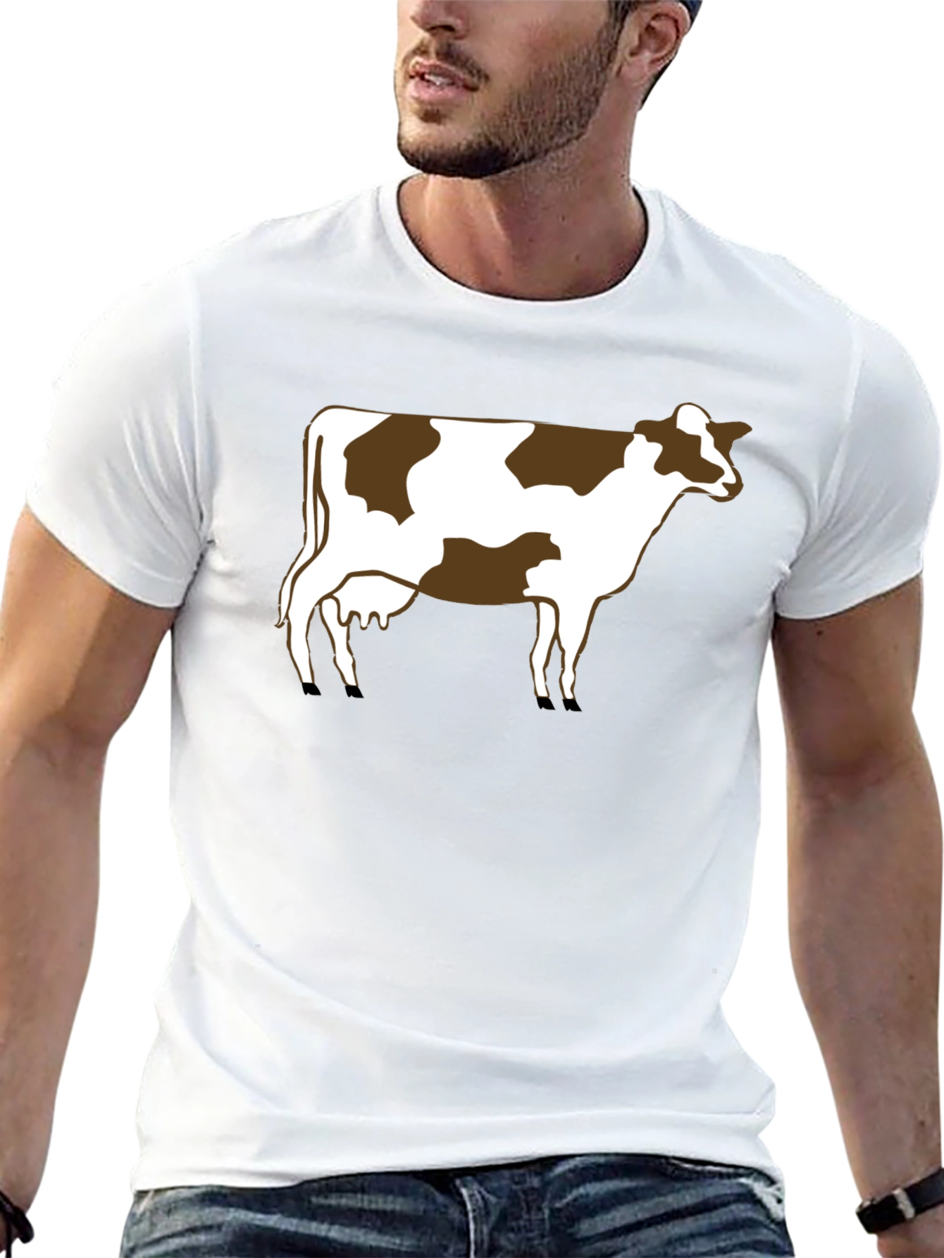 Cow Print T-Shirt - Casual Black Tee